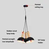 Pendant Lamps Nordic Restaurant LED Lamp Three-head Combination Chandelier Black Dinning Room Lights Bar Living Bedroom E27