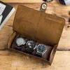 Pudełka do zegarków Pudełko do przechowywania Odporny na zużycie Wodoodporny uchwyt na pasek Faux Leather Roll Wrist Watchs Etui Pojemnik Prezent