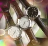 유명한 클래식 빅 캘린더 다이얼 시계 41mm 정품 가죽 스트랩 시계 캘린더 쿼츠 수입 운동 고귀하고 우아한 체인 손목 시계 Orologio di lusso