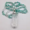 Pendanthalsband YA3026 Rough Quartz Amazonite Nuggets P￤rlor Knuthalsband