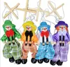 7 estilo 25cm Função engraçada Favor vintage colorido puxador boneco palhaço de madeira marionette artesanal atividade conjunta boneca crianças crianças presentes por atacado