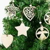 Christmas Decorations 12pcs Year Natural Wood Tree Ornament DIY Wooden Hanging Pendants Snow Elk Angle Star Heart Chips