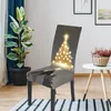 Chair Covers Christmas Tree 6pcs Spandex Elastic Stretch Modern Anti-dirty Santa Elk Snowflake Dining Slipcovers