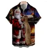 Männer Casual Hemden 2022 Ankunft Männer der Männer Hawaiian Camicias One Button Weihnachten Schädel Gedruckt Kurzhülse Blusen Tops