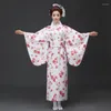 Women's Sleepwear Japanese Traditional Kimono Ladies Long Formal Dress Cherry Blossom Yukata Asian Clothes