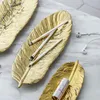 Bakeware Tools Gold Ceramic Plate Gold-plated Feather Tray Cake Jewelry