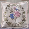 Kudde retro broderi blommor dekorativ t￤ckning europeisk stil jacquard fodral 48x48 cm hem sovrum stol b￤ddsdekor