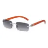 Lunettes de soleil Design carré sans monture classique hommes cadre en bois femmes petite lentille mâle conduite lunettes de soleil UV400 nuances TYJ-94