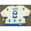 #8 MARC TARDIF Quebec Nordiques 1974 WHA 1982 CCM Vintage Home Hockey Jersey Costure qualquer número de nome