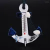 Decorative Figurines High Quality Wood Anchor Thermometer Crafts Art Wall Hanging Hook Meter Gauge Shell Nautical Deco Room Decoration