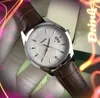 Three Stiches Big Calendar Mens Watch 41mm Quartz Imported Movement Clock Business Bracelet en cuir véritable Verre Miroir noble et élégant Montre-bracelet reloj de lujo
