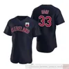 2021 Baseball Men #12 Francisco Lindor 4 Bradley Zimmer 33 Brad Hand Bieber Santana Custom Women Youth Navy Negro Ligas Jersey