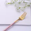 Dinnerware Sets 20Pcs Kitchen Utensils Set Pink Gold Stainless Steel Travel Cutlery Fork Knife Spoon Tableware Drop