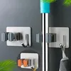 Hooks Stainless Steel Mop Hook Wall Mounted Organizer Storage Rack Brush Broom Hanger Kitchen Bathroom Hanging Mops Holder Clips