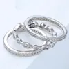 Wedding Rings 3 stks vingerringsets groothandel mode dames verloving voor goudkleurige volledige ronde zirkoon sieraden