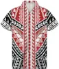Men's Casual Shirts High Quality Custom Men's Fashion Est Button Polynesian Tribal Maroon Background With Stripes Print Tops