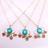 Pendentif Colliers 6 PCS Or Couleur Coloré Coeur Lèvres Oeil Main Charme Émail Collier Pour Femmes Fille