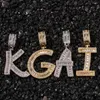 Pendant Necklaces Baguette Intial Name Letters Gold Color Charm Zirconia Chain Men's Hip Hop Necklace Rock Jewelry