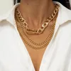 Pendentif Colliers Couches Exagéré Grand Bouton Collier Collier Pour Femmes Hip Hop Punk Serrure Chunky Chaîne Ras Du Cou Femme Bijoux