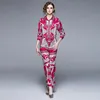 Boutique shirt broek dames printes tweedelig set 2023 lente herfst blouse broek high-end trendy dame pakken