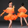 Stage Wear Children Tassel Latin Dance Dress Sexin Girls For Competition Kids Modern Ballroom Dancewear