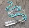 Pendanthalsband YA3026 Rough Quartz Amazonite Nuggets P￤rlor Knuthalsband