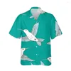 M￤ns casual skjortor jumeast 3d estetiska f￥glar blommor blad tryckt hawaiian rolig skjorta m￤n retro kort ￤rm herr mode streetwear