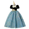 2023 Flower Girl Dresses Jewel Neck Suknia Balowa Koronkowe Aplikacje Koraliki Z Kokardą gKids Girls Gold blue Pageant Dress Sweep Train Suknie Urodzinowe