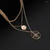 Choker Bohemia Creative Minimalist Multilayered Compass Pendant Necklace For Women Fashion Gold Color Jewelry