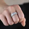 Wedding Rings 2022 Silver Color Unique Baguette Cubic Zirconia For Women Luxury T Shape Stone Party Jewelry