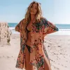 Menas de banho feminina boho feminino Sexy Swimsuit Cover Up Beach Outing Fashion Print Bikini Concobres Kimono 2022 Women Women Beachwear Pareo