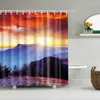 Shower Curtains Forest Heavy Fog Scene Fabric Polyester Bath Curtain With Hooks 3d Printed Natural Landscape Bathroom