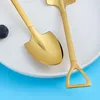 Dinnerware Sets 2pcs Gold Silver Set Shovel Shape Stainless Steel Tableware Fork Spoon Flatware Dishwasher Safe Cutlery