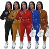 여성 트랙 슈트 2 조각 세트 디자이너 겨울 야구 유니폼 재킷 스웨트 스웨트 팬츠 의상 편지 인쇄 땀복