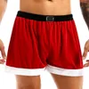 Caleçons Homme Boxer Shorts Homme vacances rouge flanelle culotte noël père noël Homewear