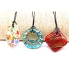 Pendentif Colliers 10 PCS Mode Personnalité Boho Style Murano Verre Collier Chandail Chaîne Carré Anneau Feuille Motif Bijoux Accessoires