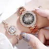Set di orologi da polso Orologio da polso Cinturino in metallo a due pezzi con diamanti Orologi da donna Classic Gold Woman
