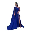 Королевские голубые вечерние платья одно плечо элегантное высокое боковое разрезом длиной плюс размеры арабские одежды de soiree 202 Part Prom Plants