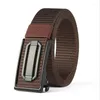 Belts Kemeiqi Toothless And Holeless Automatic Buckle Metal Head Nylon Canvas Belt Trousers Inner Outer Wear Fashion