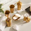 Set di accessori da bagno Accessori da bagno in ottone massiccio antico Portabicchieri per spazzolino da denti Collutorio spazzolato Dispenser di sapone per le mani da toilette