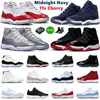 With Box 11 11s Basketball Shoes Мужчины Женщины Cherry Midnight Navy Cool Grey 25th Anniversary 72-10 Low Bred Pure Violet Mens Trainers Sport