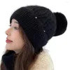 Hats Knitted Hat Men Good Stretchy Round Top With Pom-Pom Ball Keep Warm Autumn Winter Women Knitting Beanie For Dating