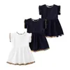 Abiti da ragazza di cotone designer 2023 Simple Fashion Kids Casual Style Dresses Solid Colore Summer Autunno per bambini