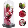 Flores decorativas Flower Glass Dome Rose Immortal Preservado Lâmpada eterna Lâmpada para sempre Caixa de presente Limpa
