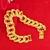 Charm Bracelets Unusual Men 2022 Hip Hop Male 24K Gold Color Kpop Multilayer Cuban Link Chain Bracelet For Women Fashion Jewelry Gifts