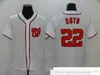 2022 Cousu Baseball 22 Juan 31 Max Soto Scherzer Maillots Maillot Bleu Noir Blanc Orange Rouge Blanc Sans Numéro Nom pour Homme Taille S-XXXL