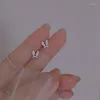 Hoop Earrings 1 Pair 925 Silver Needle Ear Piercing For Women Romantic Zircon Flower Butterfly Stud Girl Jewelry Accessories