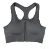 Yoga Outfit Women Tight Zipper Sports Bra Running Racerback Seamless Padded Athletic Gym Fitness Ribbed Crop Tank Workout Tops