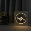 Luces nocturnas leopardo corriendo Animal 3D LED acrílico lámpara de madera interruptor de luz de mesa Control tallado para decorar la habitación de los niños