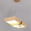 Lampade a sospensione Moderna in stile giapponese rettangolare in legno a LED, illuminazione creativa per decorazioni sospese per soggiorno, sala da pranzo, camera da letto